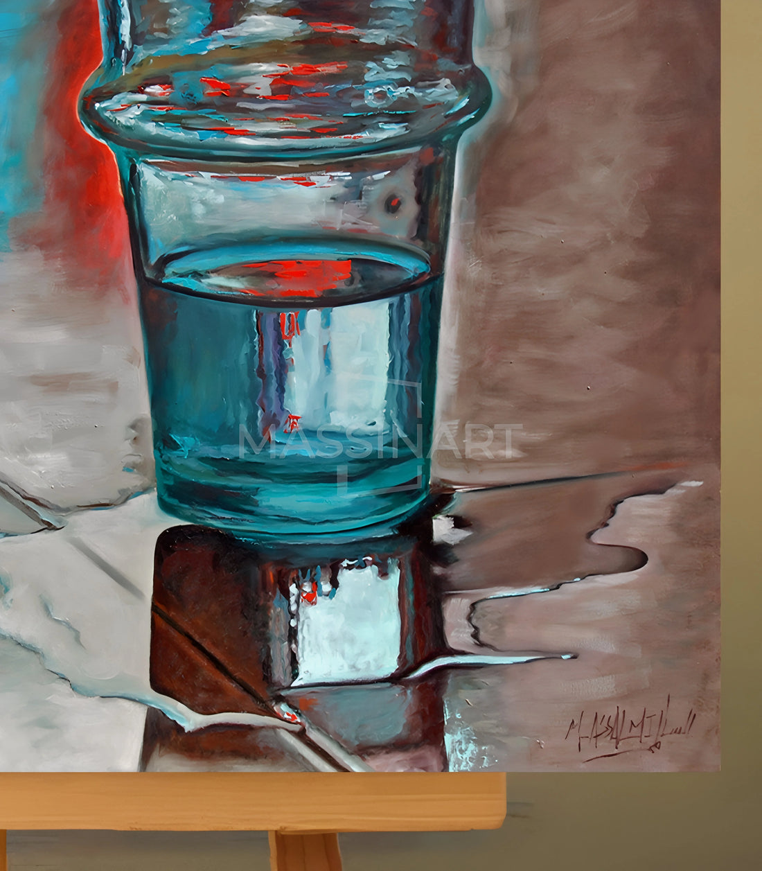 Le Verre d'eau - signé par l'artiste Mohamed Assalmi.