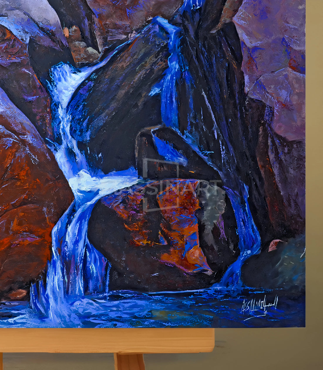 Cascade d'Imlil - signé par l'artiste Mohamed Assalmi.