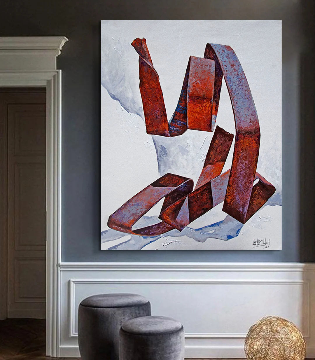 Nœud rouillé II - signé par l'artiste Mohamed Assalmi.