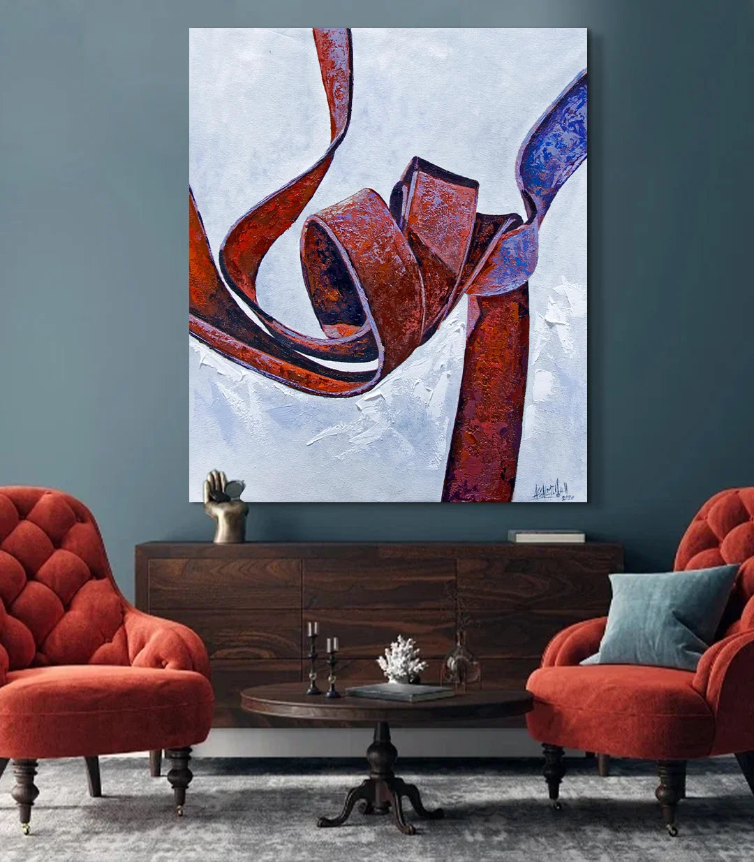 Nœud rouillé I - signé par l'artiste Mohamed Assalmi.