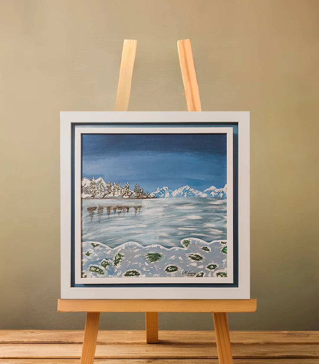 Paysage Neigeux  - signé par l'artiste Mounia Lemrozi.