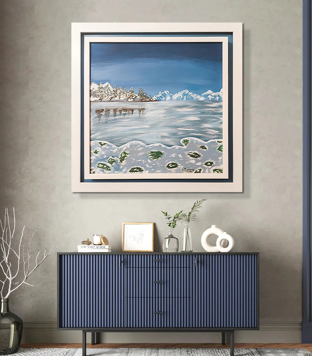 Paysage Neigeux  - signé par l'artiste Mounia Lemrozi.