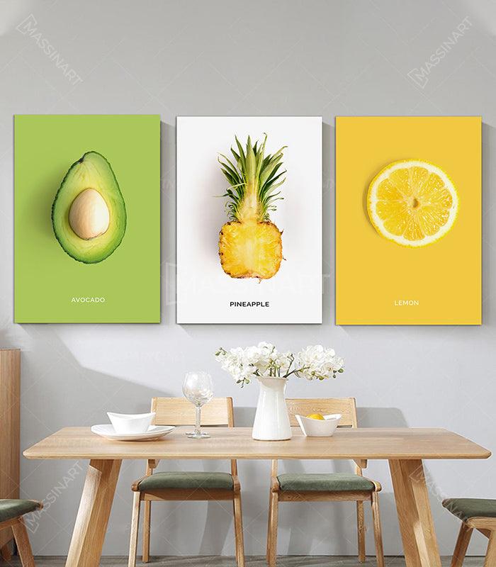 Avocado, Pineapple and Lemon - Set pour cuisine - Massinart.ma  décoration murale au Maroc