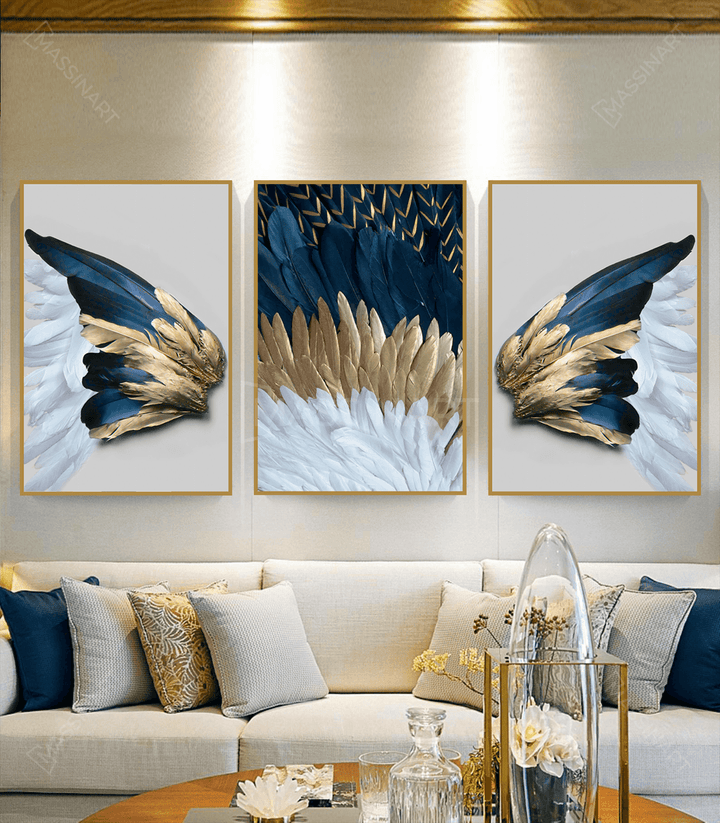 Tableau décoratif Blue Angel Wings - Triptyque encadré - Massinart.ma  décoration murale au Maroc