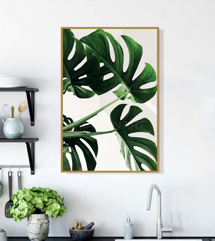 Tableau Botanique feuillage tropical cuisine design Massinart