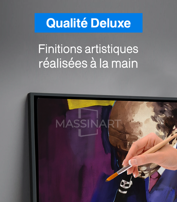 Tableau Velvet Jazz détail couleurs bleu mauve jaune Massinart