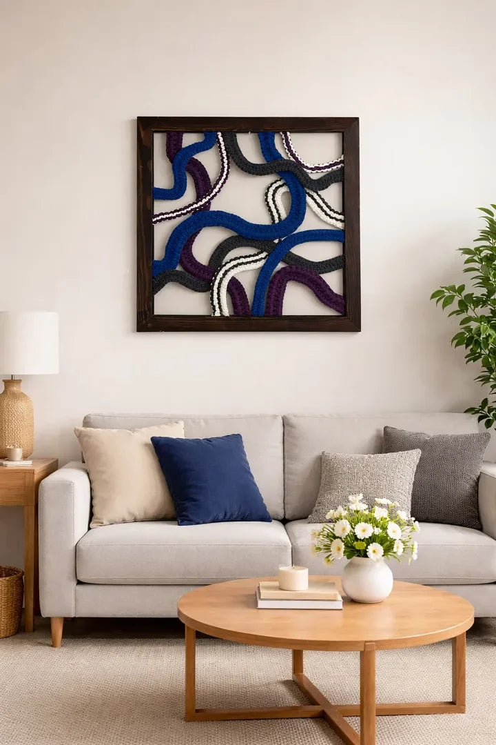 Nuit profonde-Textile Abstract Artwork - signe par l'artiste "AMAL Abdouh"