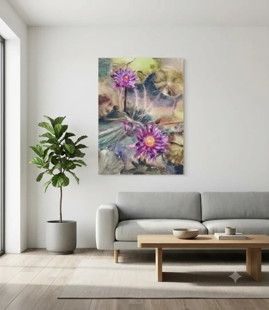 Les lotus de l’île de Lantau - signe par l'artiste "Iryna Grytsenko"