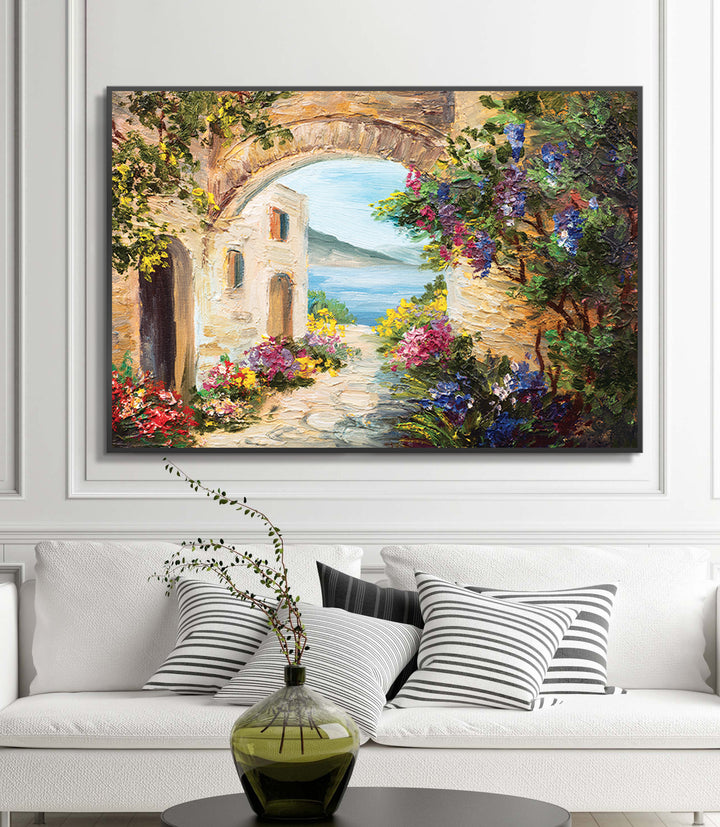 Tableau Magic Sea Gardens Massinart — mise en situation salon moderne décoration