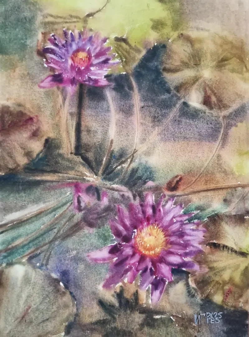 Les lotus de l’île de Lantau - signe par l'artiste "Iryna Grytsenko"