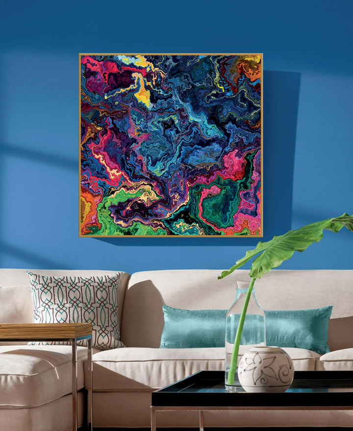 Décoration intérieur contemporain avec peinture abstraite colorée — Massinart