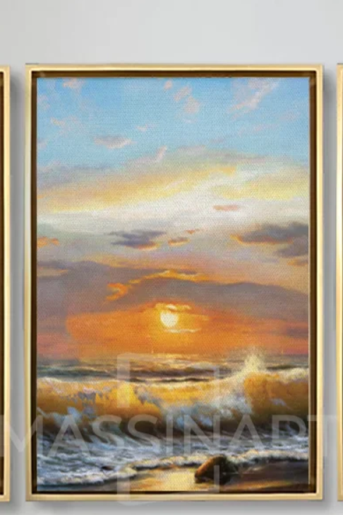 Pure Sea : TD140-C-120x100cm tableau decoratif en qualité premium avec cadre doré