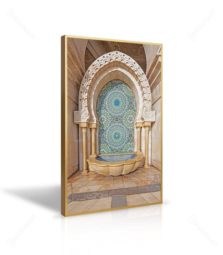 Mise en situation salon moderne tableau fontaine marocaine Massinart
