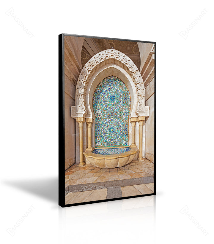 Mise en situation salon moderne tableau fontaine marocaine Massinart