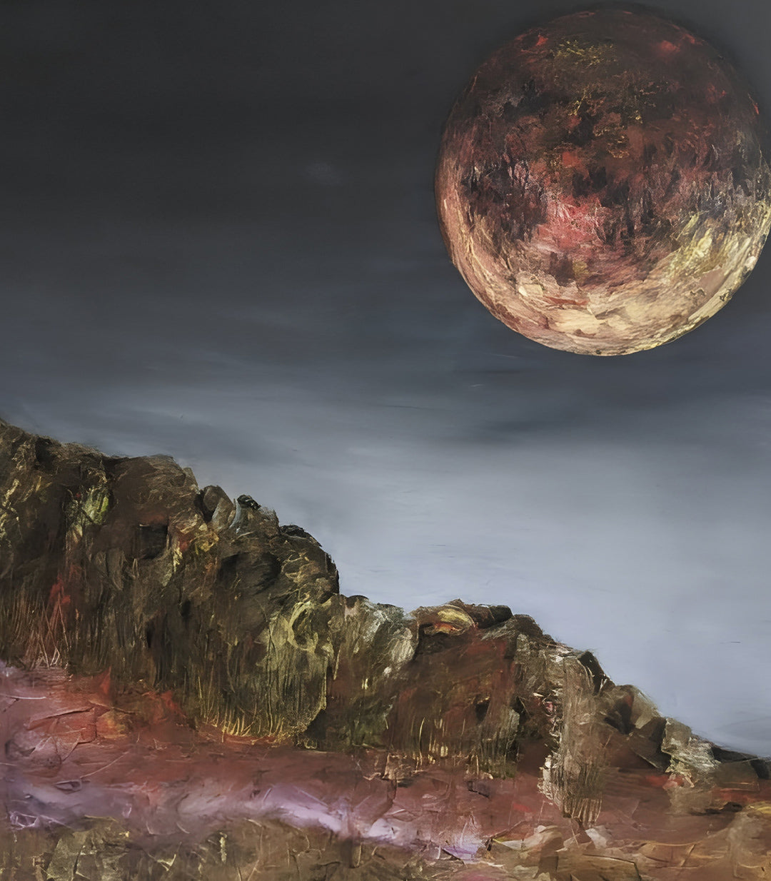 La lune Rouge - signé par l'artiste Latifa Tahraoui