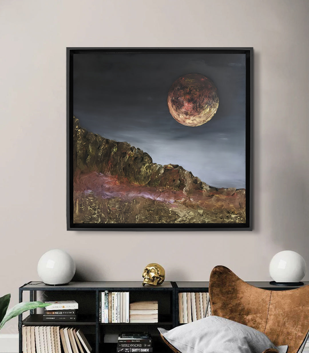 La lune Rouge - signé par l'artiste Latifa Tahraoui