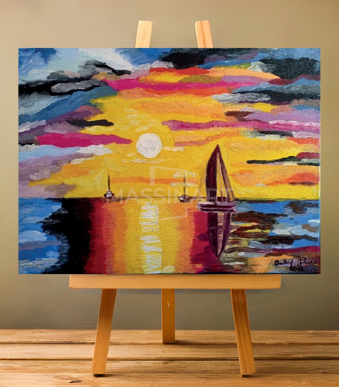 Coucher de soleil - signé par l'artiste Jihane Ouchrif.