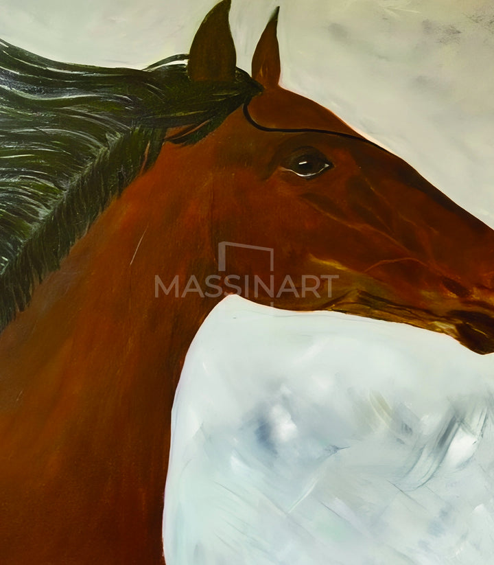 Cheval réaliste marron - signé par l'artiste Jihane Ouchrif. – Massinart