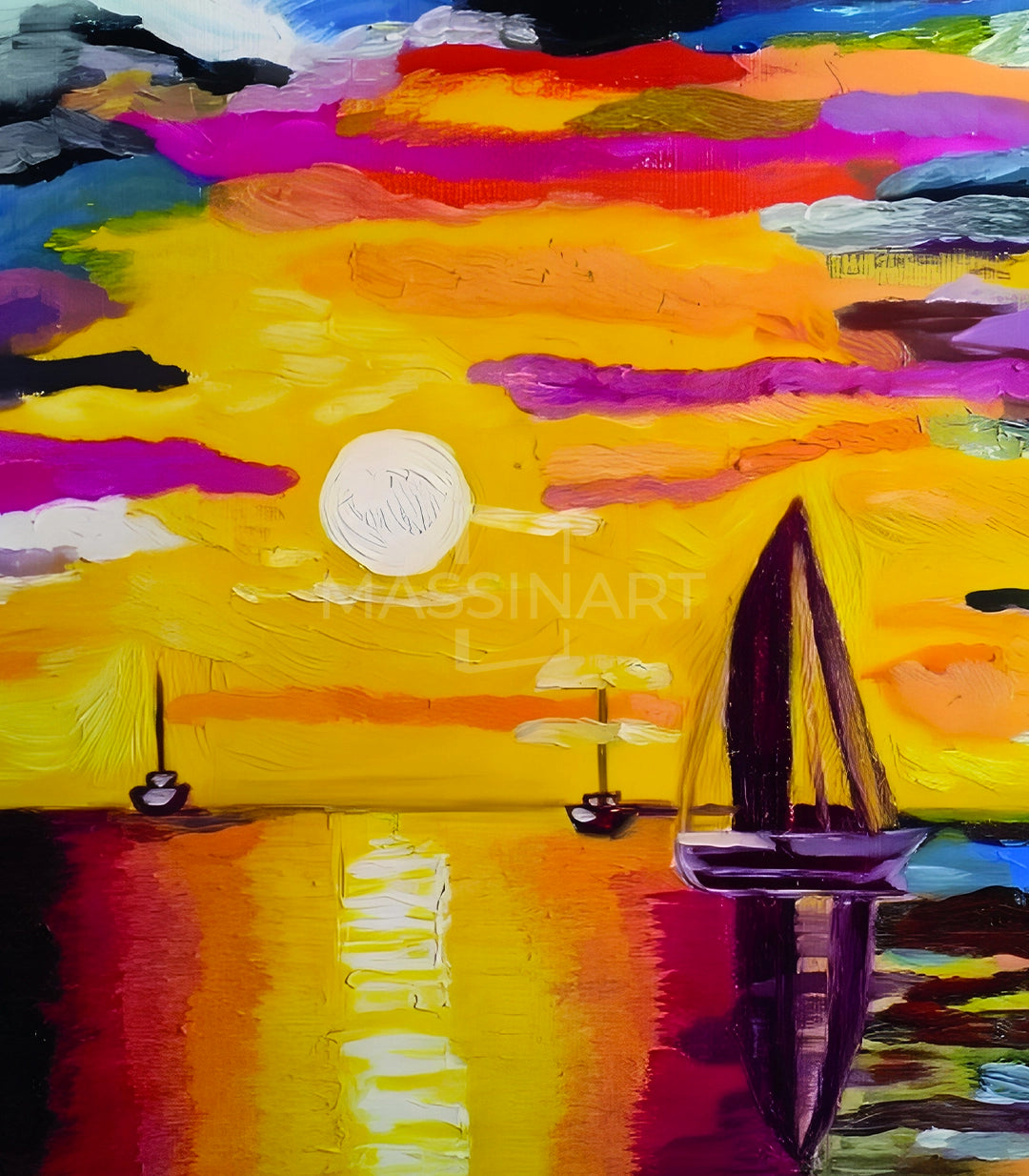 Coucher de soleil - signé par l'artiste Jihane Ouchrif.