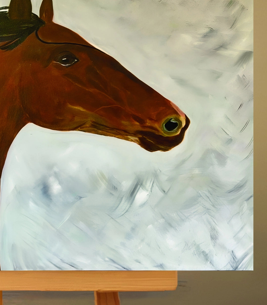 Cheval réaliste marron - signé par l'artiste Jihane Ouchrif.