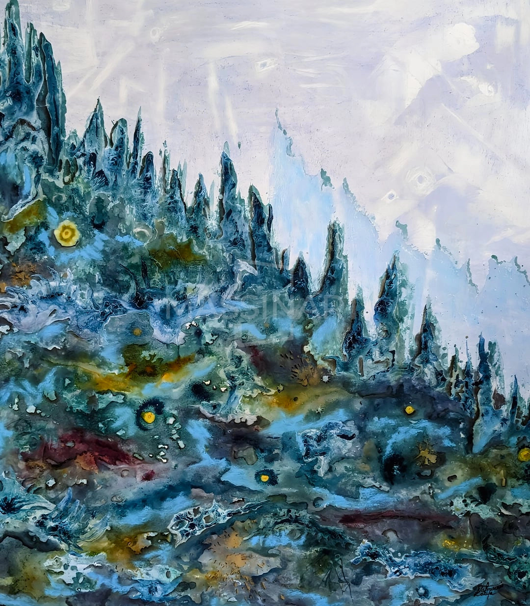 La Montagne Blanche - signé par l'artiste Latifa Tahraoui