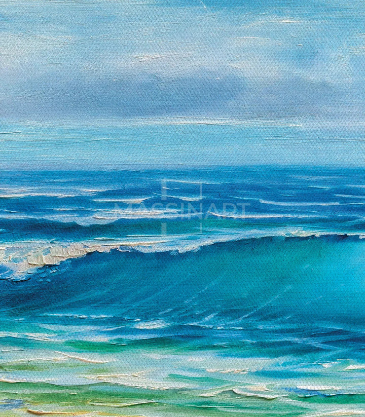 Détail droite tableau — Vagues turquoise et sable naturel Massinart