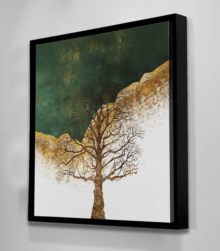 Salle à manger décorée tableau arbre or Massinart