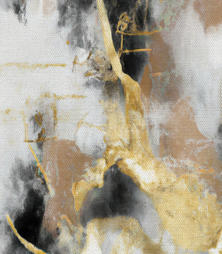Harmonie décor noir et doré, triptyque abstrait Ethereal en salon — Massinart