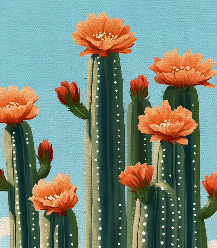 Tableau Floral Cactus Massinart — vue salon contemporain