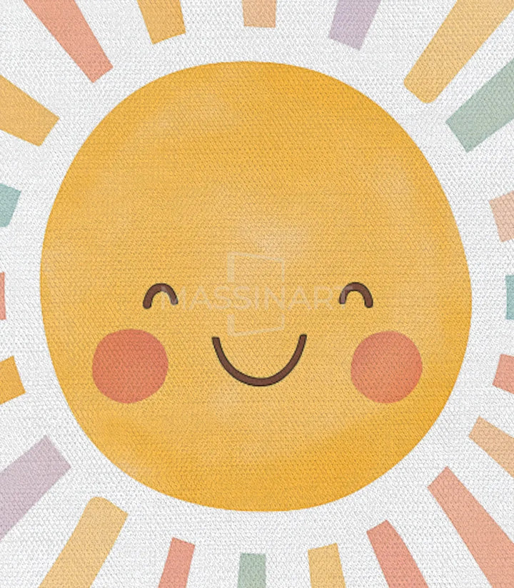 Chambre garçon décorée avec tableau soleil souriant multicolore — Massinart
