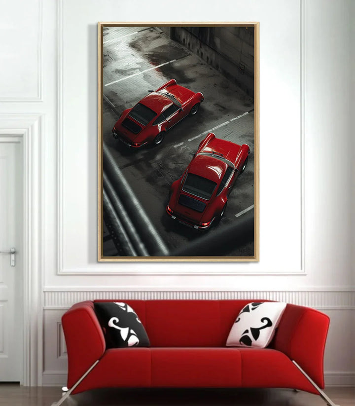 Tableau Red Duo automobilisme design intérieur contemporain Massinart
