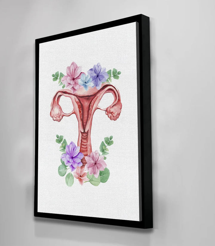 Tableau Floral Uterus art anatomique moderne pour espace santé féminin, Massinart