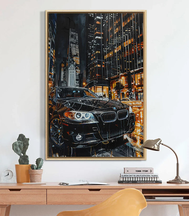 Tableau City Gleam mis en situation salon moderne intérieur Massinart