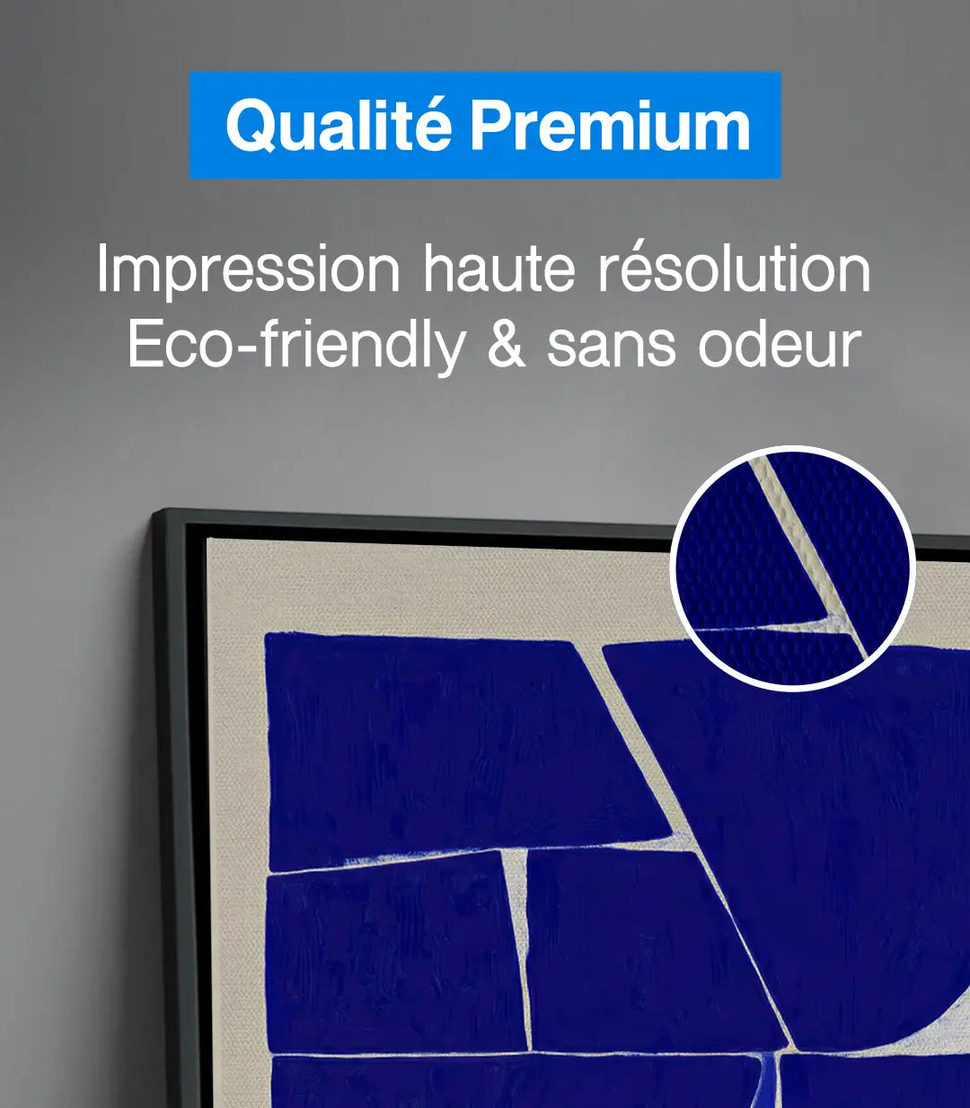 Détail tableau Indigo formes géométriques minimalistes — Massinart