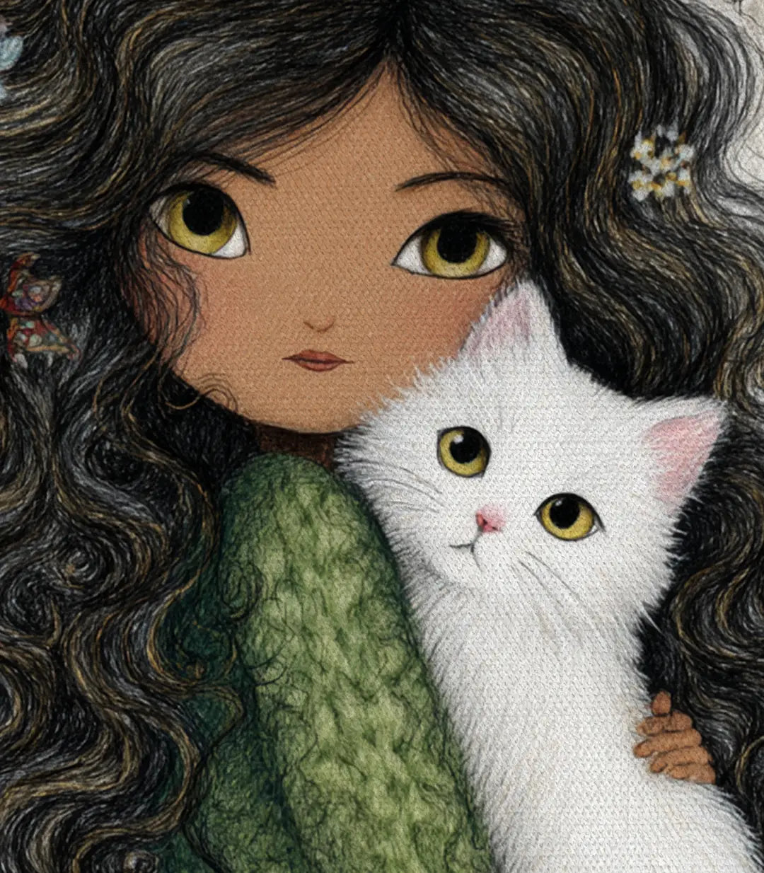 Cadrage mural tableau - Soft Cuddle fille chat Massinart