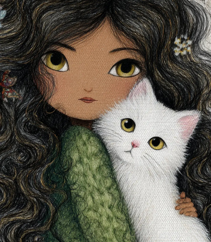 Cadrage mural tableau - Soft Cuddle fille chat Massinart