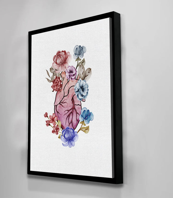 Tableau Floral Heart en mise en situation chambre à coucher - Massinart
