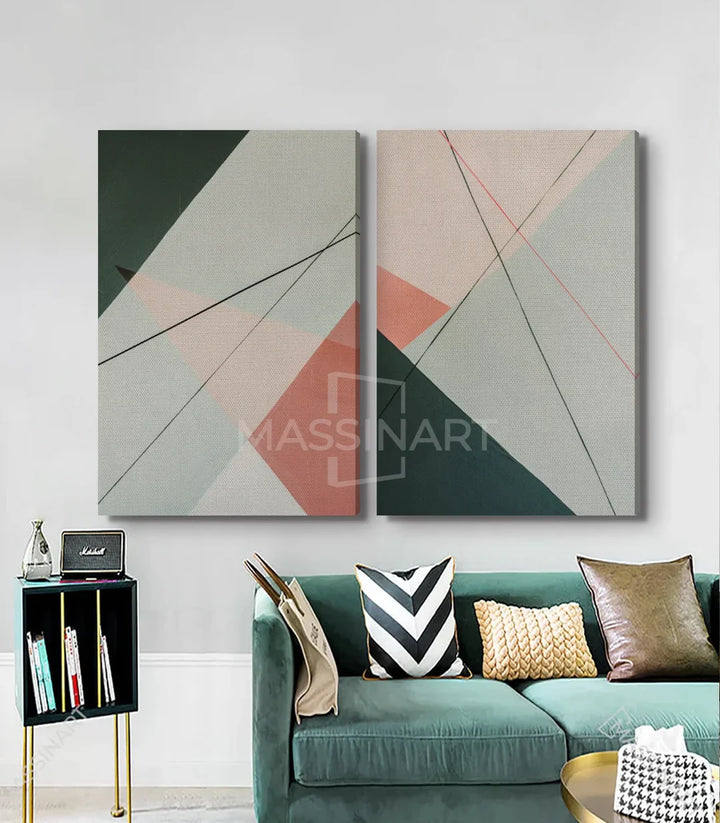 Tableau Lineage Massinart — détail composition géométrique lignes croisées