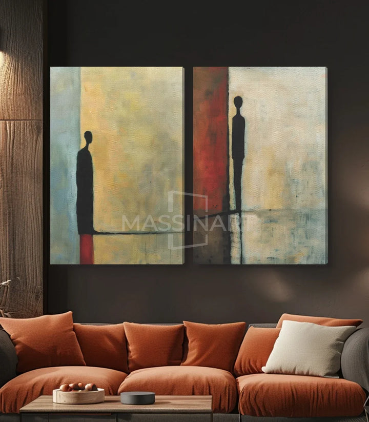 Installation murale salon minimaliste figures noires Massinart