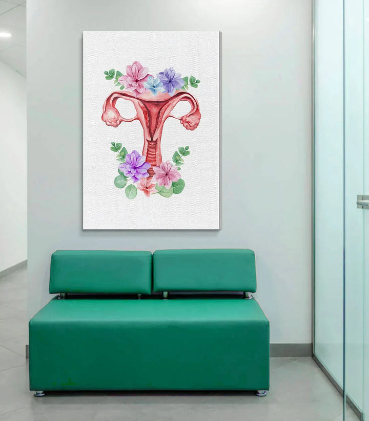 Tableau Floral Uterus décoration murale cabinet gynécologique, ambiance professionnelle, Massinart