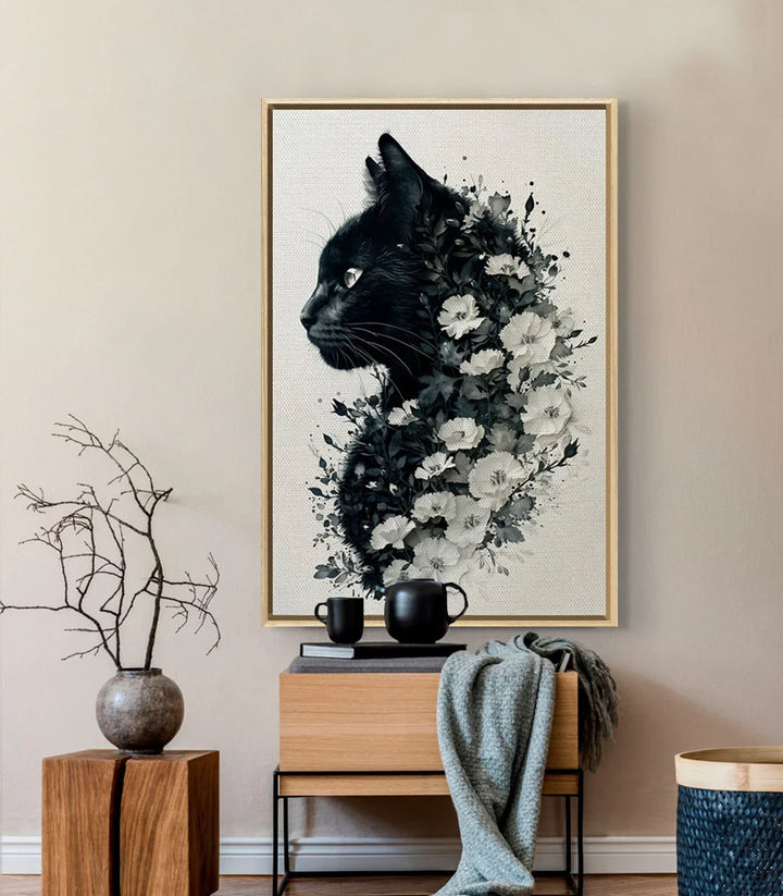 Mise en situation Tableau Feline Blossom intérieur épuré Massinart
