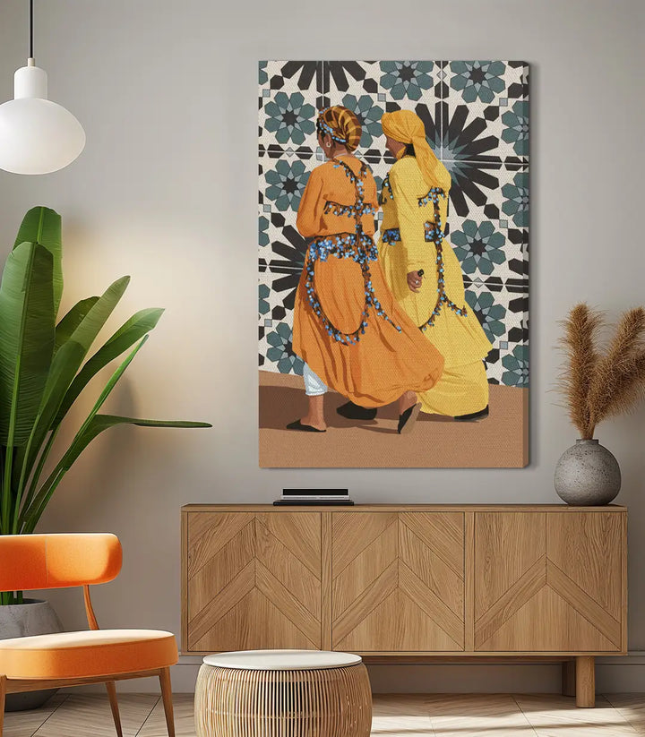 Tableau Ahidous Grace — mise en situation salon moderne, décoration intérieur Massinart