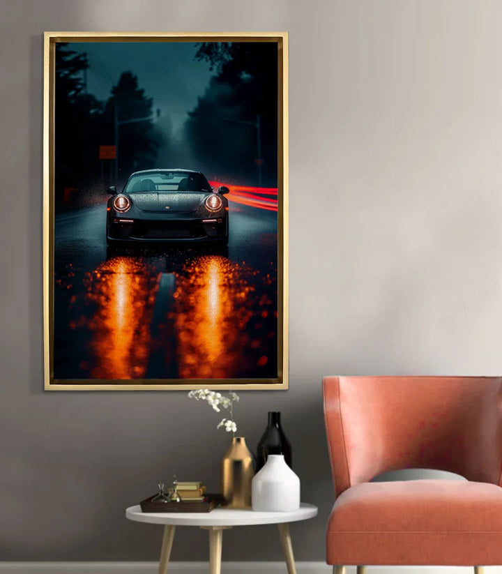 Tableau Dark Streak mise en situation salon moderne Massinart