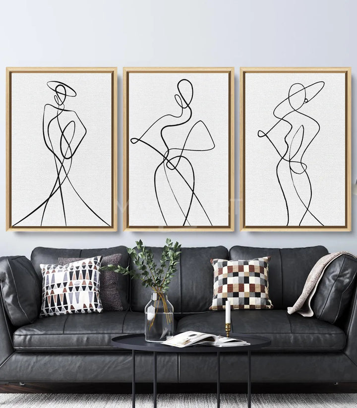 Tableau silhouette femme triptyque décoration intérieur minimaliste Massinart