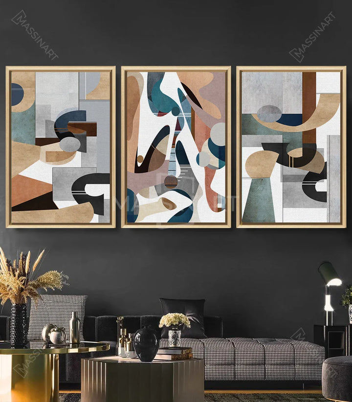 Tableau Eternity panneau droit - design contemporain épuré bleu vert beige Massinart