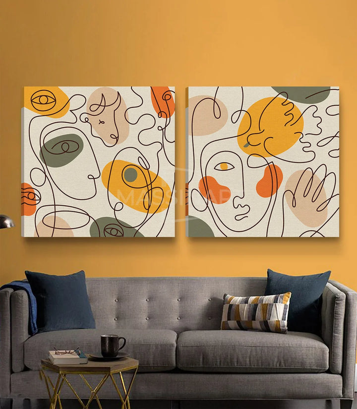 Harmony diptyque perspective murale salon gris Massinart