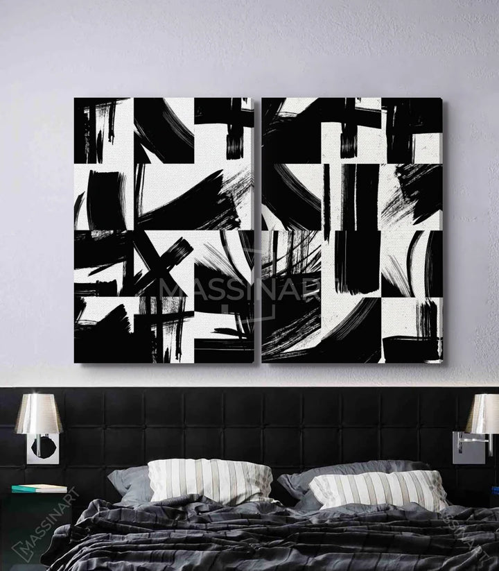 Tableau Inked diptyque décoration intérieur moderne noir blanc Massinart