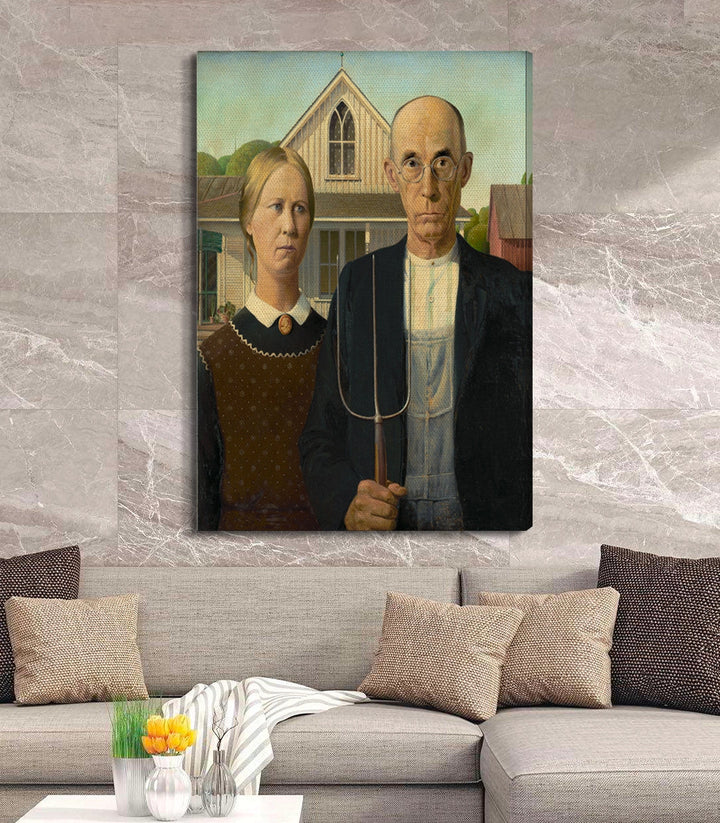 Tableau American Gothic décor mur cadre noir Massinart