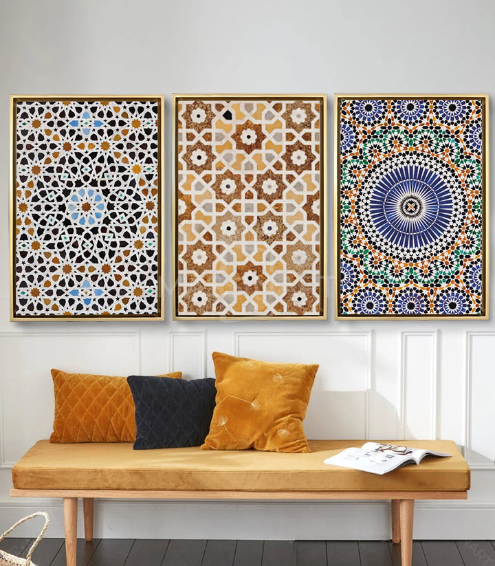 Tableau Zellej marocaine zellige beige et terracotta Massinart
