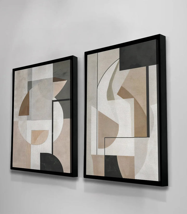 Tableau diptyque dans séjour moderne — décoration minimaliste Massinart